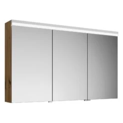 Burgbad Lin20 Spiegelschrank Mit LED-Beleuchtung, 120 Cm, 3 Spiegeltüren, Rechts