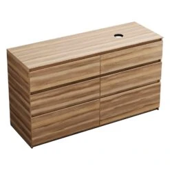 Burgbad Lin20 Waschtischunterschrank Mit Konsolenplatte 160 Cm, 6 Auszüge, Beckenausschnitt Rechts