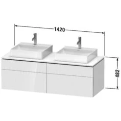 Duravit L-Cube Konsolenwaschtischunterbau Mit 4 Auszügen, 142 X 55 Cm, Für Zwei Waschtische, Mit Zusatzmodul "G" -Badezimmerbedarf Geschäft duravit l cube badmoebel waschtischunterschraenke wandhaengende 8377861