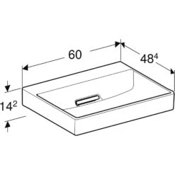 Geberit ONE Waschtisch 60 Cm, Abgang Horizontal, Ohne Hahnloch, Ohne Überlauf