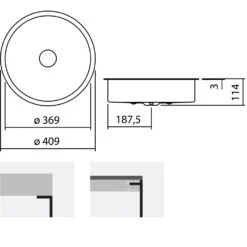 Alape Unterbaubecken UB. KE325 Mit 36,9 Cm Ø Für Montage In HPL-beschichtete Platten