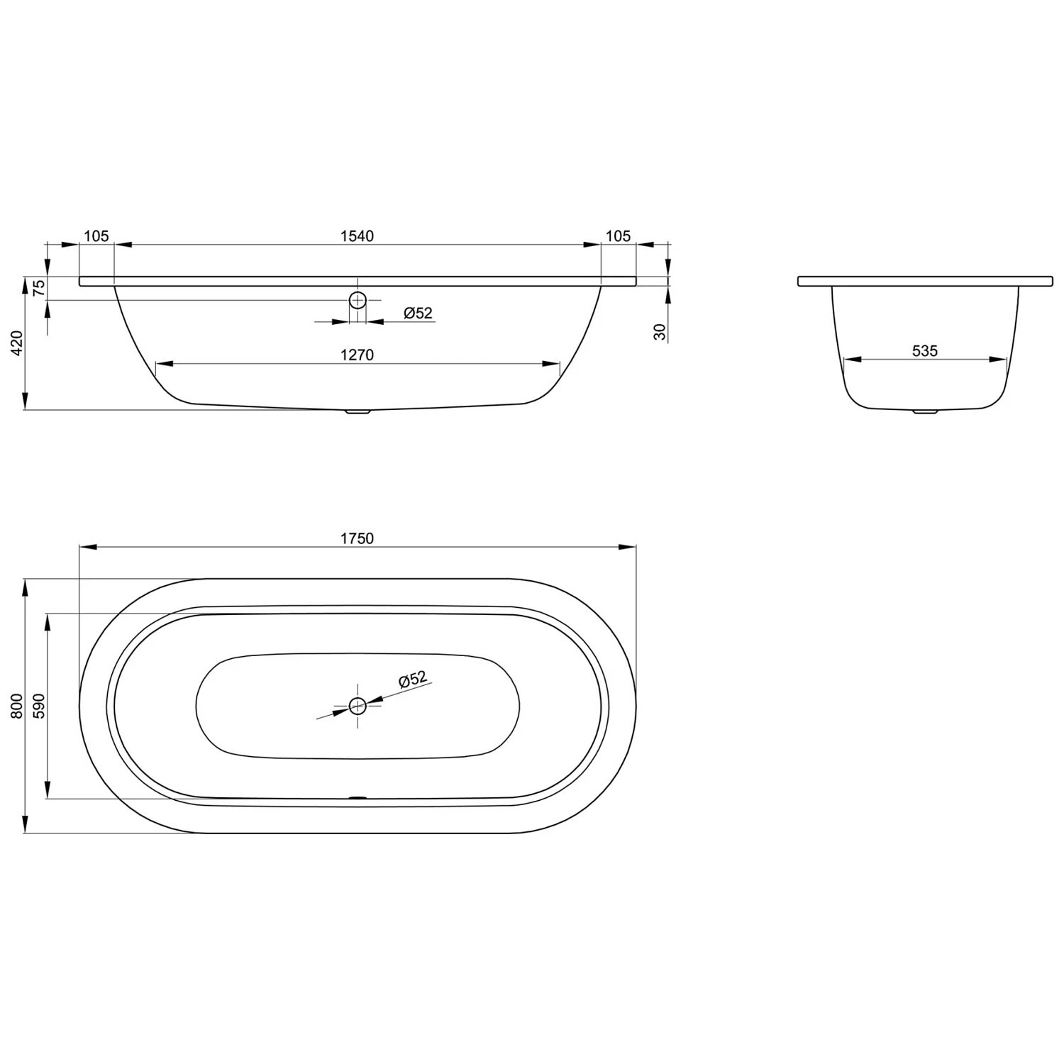 Bette Starlet Oval-Wanne 175 X 80 Cm 2 Bette Starlet Oval-Wanne 175 X 80 Cm – Bild 2