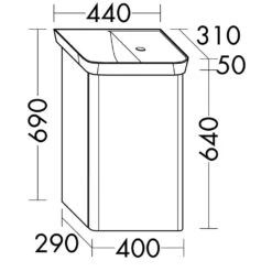 Burgbad Iveo Waschtischkombination Mit Mineralguss-Waschtisch Und LED-Beleuchtung 44 Cm Links