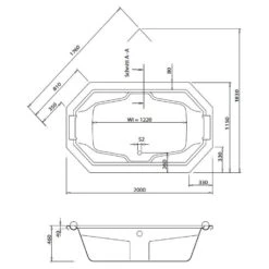 Caribia Barbados 8 Eck-Badewanne 200 X 115 Cm