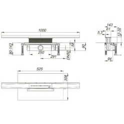 Dallmer Duschrinnen-Set CeraWall Pure, DN 50, 100 Cm -Badezimmerbedarf Geschäft hersteller dallmer duschrinnen systeme set pure 3567077
