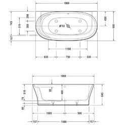 Duravit Cape Cod Badewanne Vorwandversion 190 X 90 Cm -Badezimmerbedarf Geschäft hersteller duravit badewannen cape cod badewannevorwandversion 733836