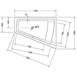 Duravit Paiova Whirlwanne 170 X 130 Cm Mit Combi-System P, Rückenschräge Rechts