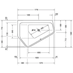Duravit Paiova 5-Eck Whirlwanne 177 X 130 Cm Mit Combi-System E, Ecke Links