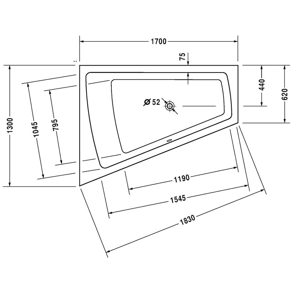 Duravit Paiova Whirlwanne 170 X 130 Cm Mit Jet System, Rückenschräge Links 1 Duravit Paiova Whirlwanne 170 X 130 Cm Mit Jet System, Rückenschräge Links