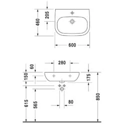 Duravit D-Code Waschtisch Med 60 Cm Ohne Hahnloch