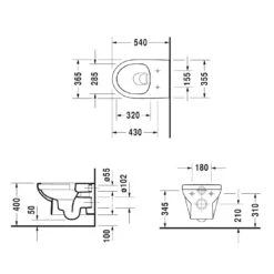 Duravit No. 1 Wand-WC Rimless -Badezimmerbedarf Geschäft hersteller duravit durastyle wc wand basic 8739752