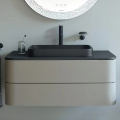 Duravit Happy D.2 Plus Aufsatzbecken 50 Cm Anthrazit Matt, Mit Überlauf, 1 Hahnloch