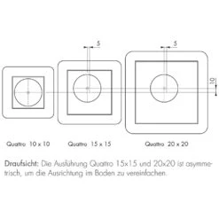 ESS Easy Drain Aqua Jewels Quattro Glas 20x20 Bodenablauf Komplettset -Badezimmerbedarf Geschäft hersteller ess bodenablaeufe easy drain aqua 1006061