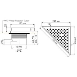 ESS Easy Drain Aqua Plus Delta Mit Aufkantung 24x24 Bodenablauf Komplettset -Badezimmerbedarf Geschäft hersteller ess bodenablaeufe easy drain aqua 1006248