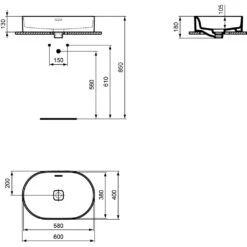 Ideal Standard Strada II Aufsatzwaschtisch Oval 60 Cm Mit Überlauf