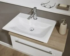 Puris For Guests Möbelkombination Mit Keramik-Aufsatzwaschtisch, Ablage Rechts