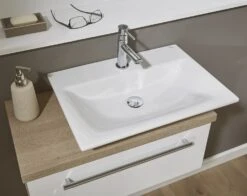 Puris For Guests Möbelkombination Mit Keramik-Aufsatzwaschtisch, Ablage Links