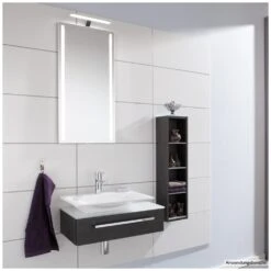 Puris For Guests Möbelkombination Mit Mineralguss-Aufsatzwaschtisch 60 Cm, Ablage Links