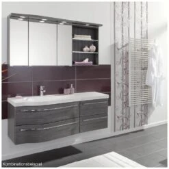 Puris Swing Evermite-Mineralguss Möbelwaschtisch 140,6 Cm, Ablage Links