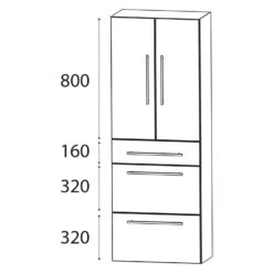 Puris B • Cube Hochschrank 60 X 30 X 160 Cm Mit 1 Schubkasten, 2 Auszügen Und 2 Alu Rahmentüren