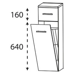 Puris Linea Highboard 30 X 30 X 81,6 Cm Mit Wäschekippe, 1 Schubkasten, Griff 320