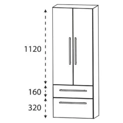 Puris Linea Hochschrank 60 X 30 X 160 Cm Mit 2 Türen, 1 Schubkasten, 1 Auszug, Griff 320