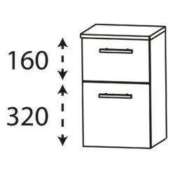 Puris Linea Unterschrank 40 X 30 X 49,6 Cm Mit 1 Schubkasten, 1 Auszug, Griff 320