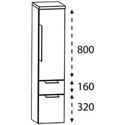 Puris Rounds Mittelschrank 40 X 30 X 130,8 Cm Mit 1 Auszug, 1 Schubkasten, 1 Tür, Anschlag Rechts, Griff 329