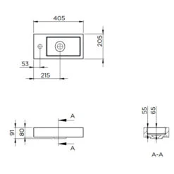 Riho Spring VOW Waschtisch Mit Unterschrank Für Gäste WC, 1 Tür Reversibel, Mit Gehrung 40 Cm -Badezimmerbedarf Geschäft riho badmoebel spring vow waschtisch mit 5509744