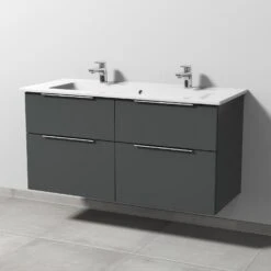 Sanipa 3way Möbelset Inkl. Spiegelschrank "ARND", 120 Cm, Mit Aufsatzgriffen, Doppelwaschtisch